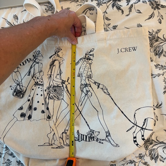 J.Crew Beige Tote Bag Three Parisian Women & Dogs - Picture 2 of 4